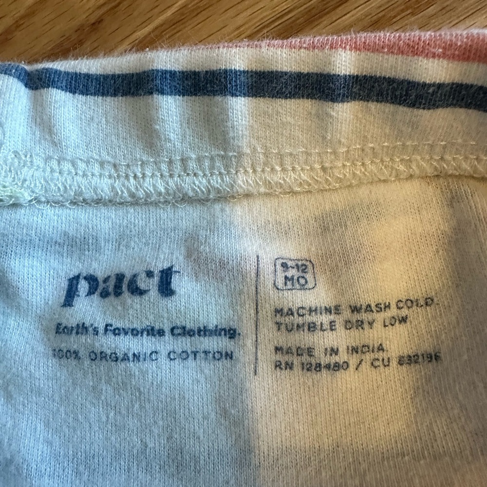 Pact Baby Striped Leggings in White with Pastel Stripes 9-12m - Picture 3 of 3